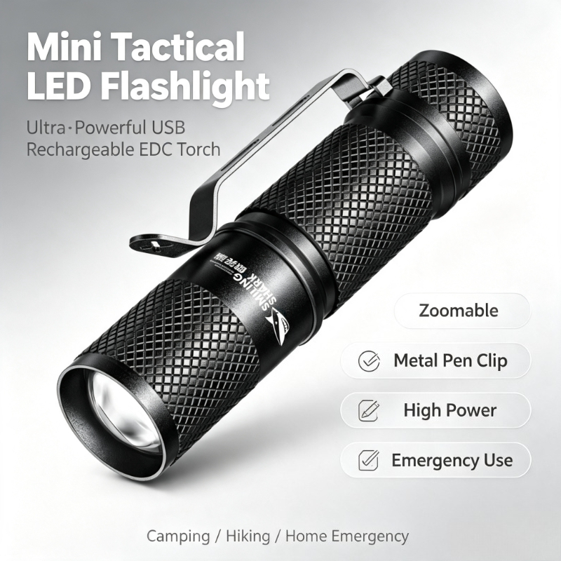 Edc (Every Day Carry - SMILING SHARK Ultra-Leistungsstarke Mini-Taktische LED-Taschenlampe USB