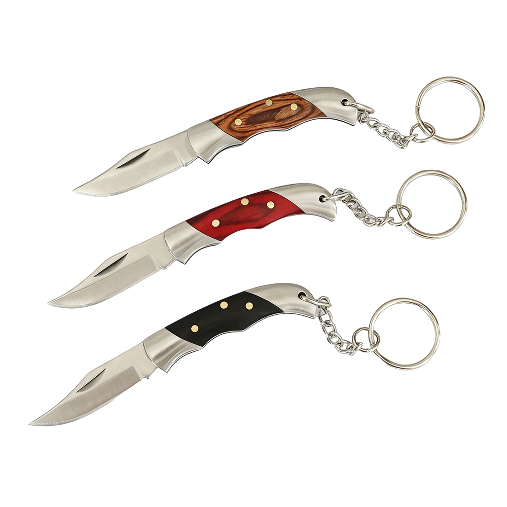 Edc Every Day Carry おもちゃ - Tragbares Edelstahl-Mini-Klappmesser, Farbiger Holzgriff Schlüsselanhänger, Langlebiges